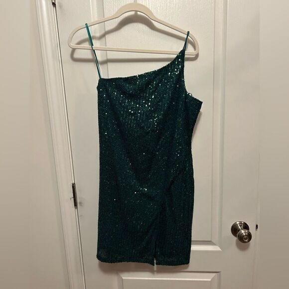 Crystal Sky emerald green sequin Mini Dress Cocktail Party Sexy Elegant L NWT - Picture 2 of 16